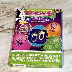 One PAAS Neon Easter Tradition Egg Decorating Kit Food Safe Dyes 167 Stickers
